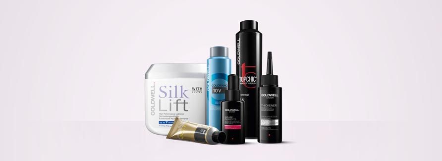 Verschiedene Haarpflegeprodukte aus der Goldwell Coloration Kollektion