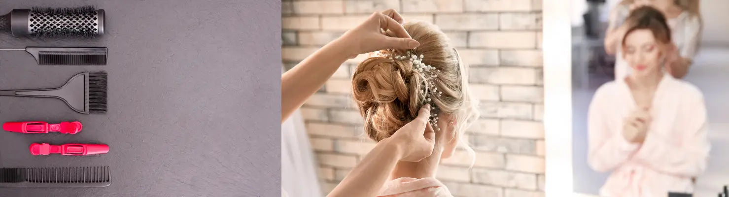 Hairstyling-Tools und Prozess mit Comair Glätteisen für glatte, glänzende Haare