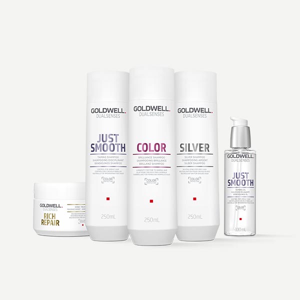 Goldwell Dualsenses Haarpflegeproduktkollektion auf einem Regal gezeigt