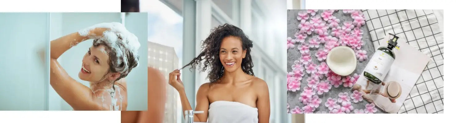 Haarpflege Produkt Collage aus der Goldwell Shampoo Sammlung