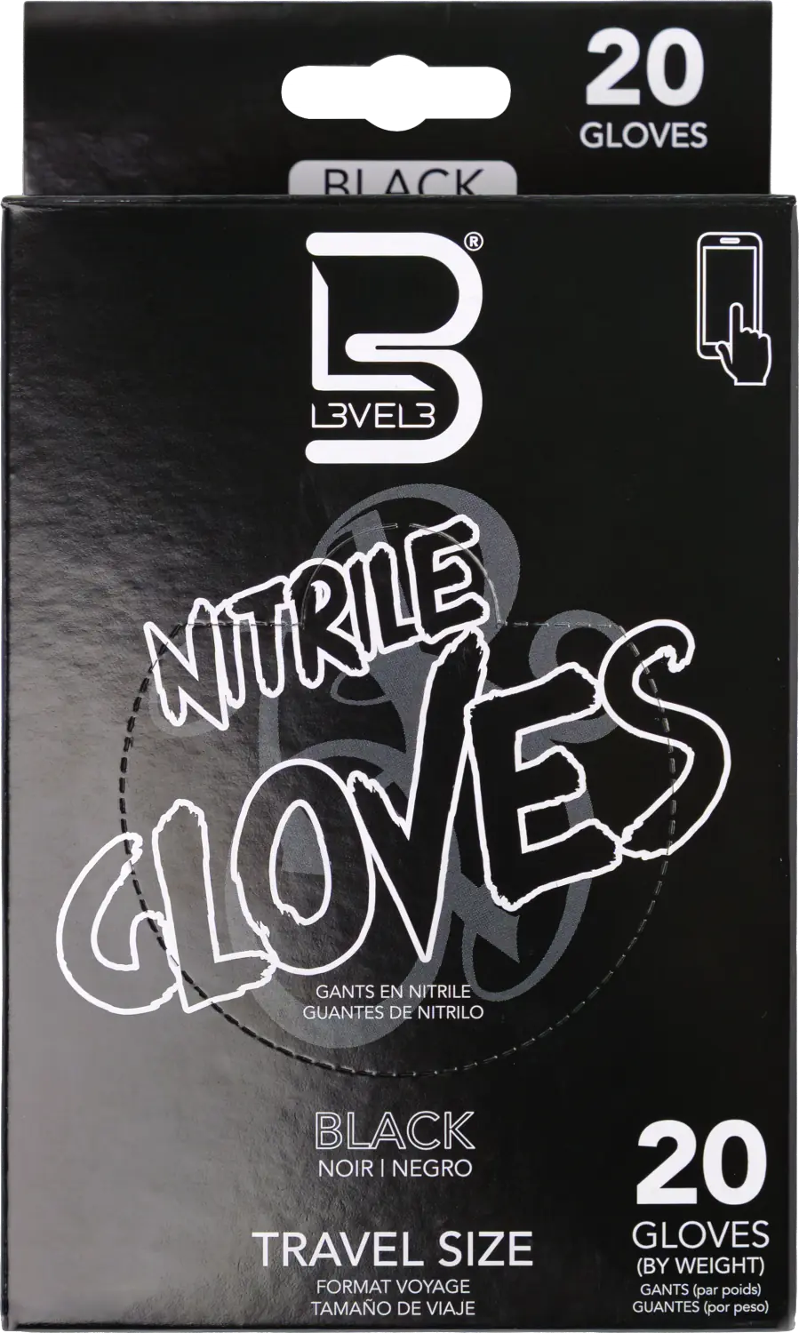 L3VEL3 Nitrile Gloves Small Black Travel Size