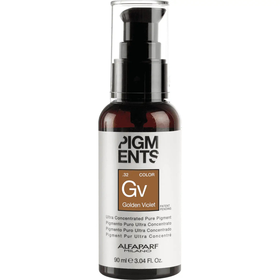 Flasche mit golden violetter Haarfarbe Alfaparf Milano Pigments Color