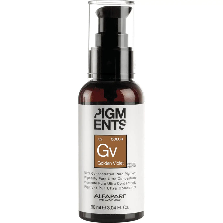 Flasche mit golden violetter Haarfarbe Alfaparf Milano Pigments Color