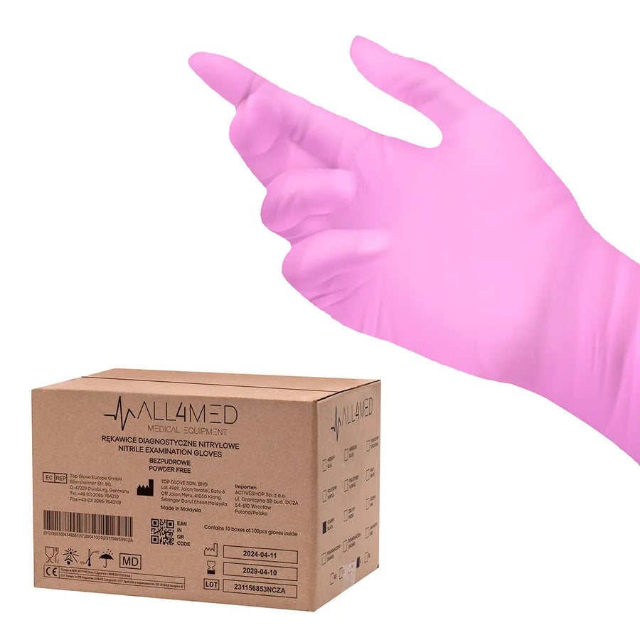 All4med einwegdiagnostikhandschuhe aus nitril rosa XS 10 x 100 stück - Einweghandschuhe