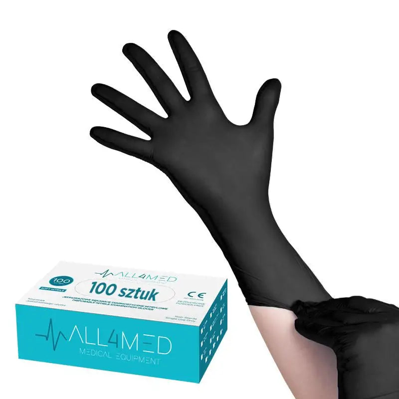 Schwarze Nitril-Einwegdiagnostikhandschuhe von All4med in XL
