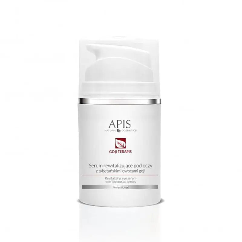 Weiße Flasche des Apis Goji TerApis revitalisierenden Augenserums mit Goji 50 ml