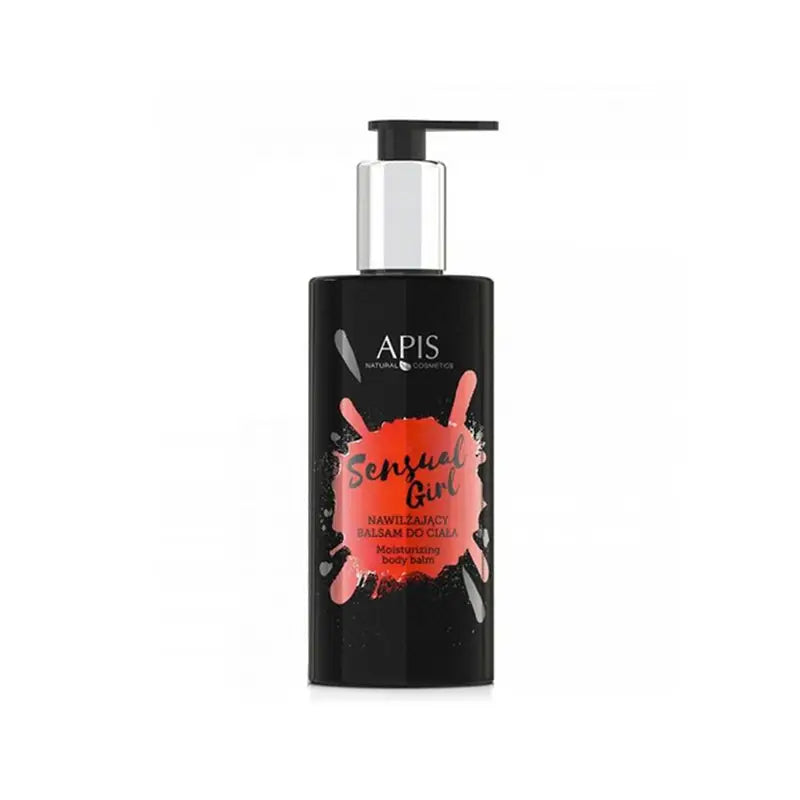 Schwarze Flasche mit Körperbalsam für die apis sinnliches Mädchen Pflege Körperlotion