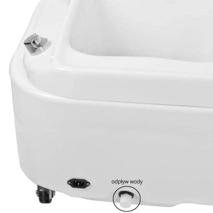 Weiße Wanne mit Ablauf für Pediküre und Hydromassage Azzurro Fussbadewanne A023