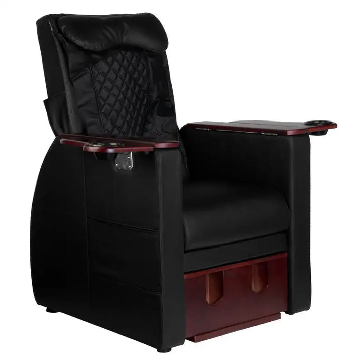 Schwarzer Leder-Recliner mit Beistelltischen für Pediküre und Rückenmassage in Azzurro Fusspflegestuhl