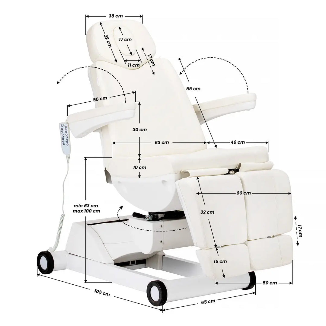 Azzurro Kosmetikstuhl Elektrisch 873 Pedi weiß - Kosmetikstuhl