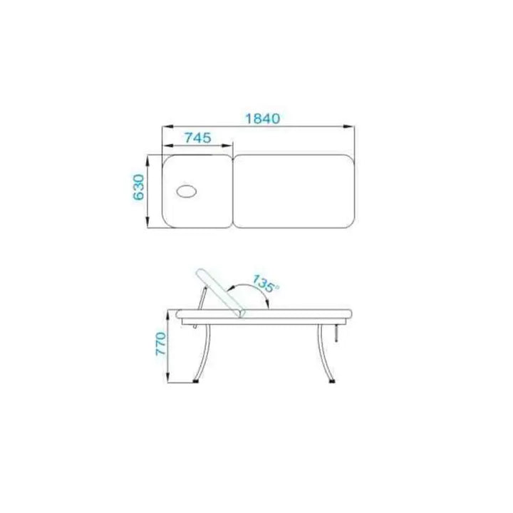 Maßtabelle für Massagebank Azzurro Massageliege 328 Weiß