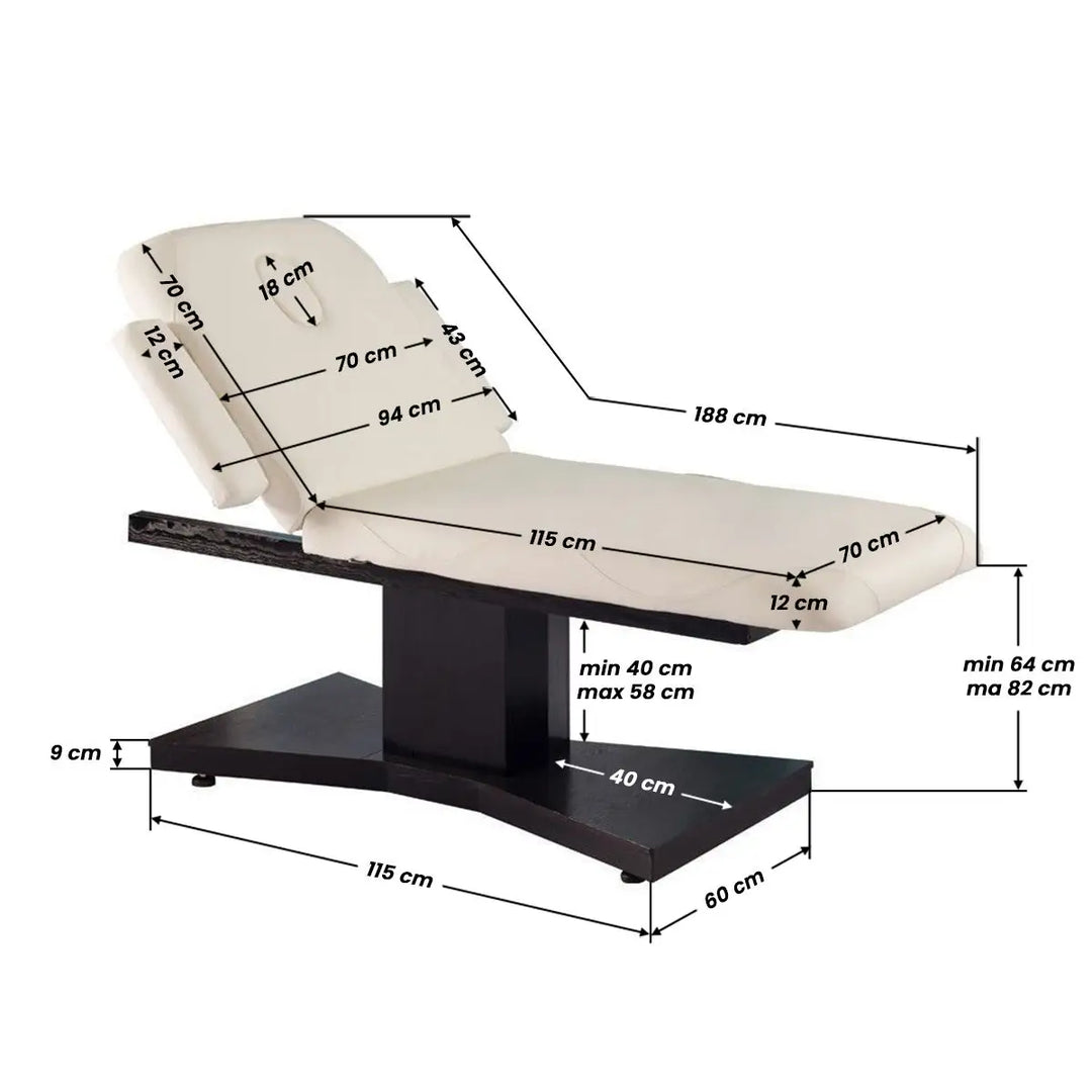 Verstellbare Massageliege Azzurro Massageliege 805 mit Heizfunktion und Dimensionen