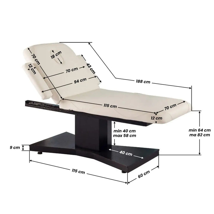 Verstellbare Massageliege Azzurro Massageliege 805 mit Heizfunktion und Dimensionen