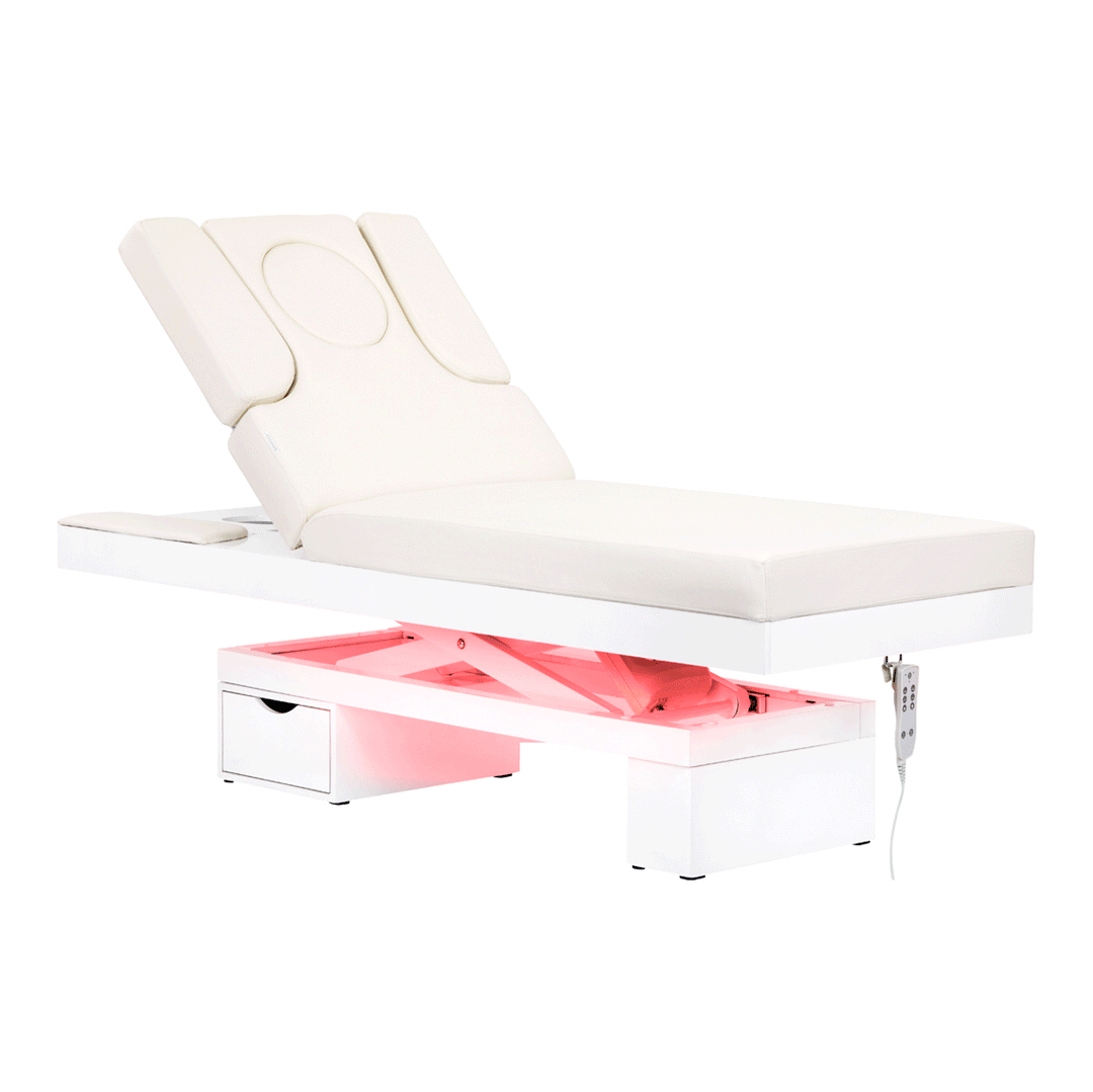 Azzurro Spa-Kosmetikliege 815b weiss mit Beleuchtung beheizbar - Kosmetikliege