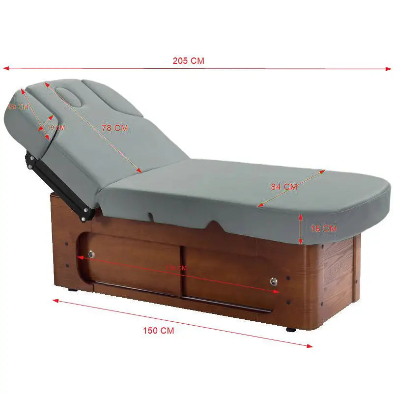 Verstellbare graue Massagebank mit Holzbase Azzurro Spa-Kosmetikliege Wood 361A