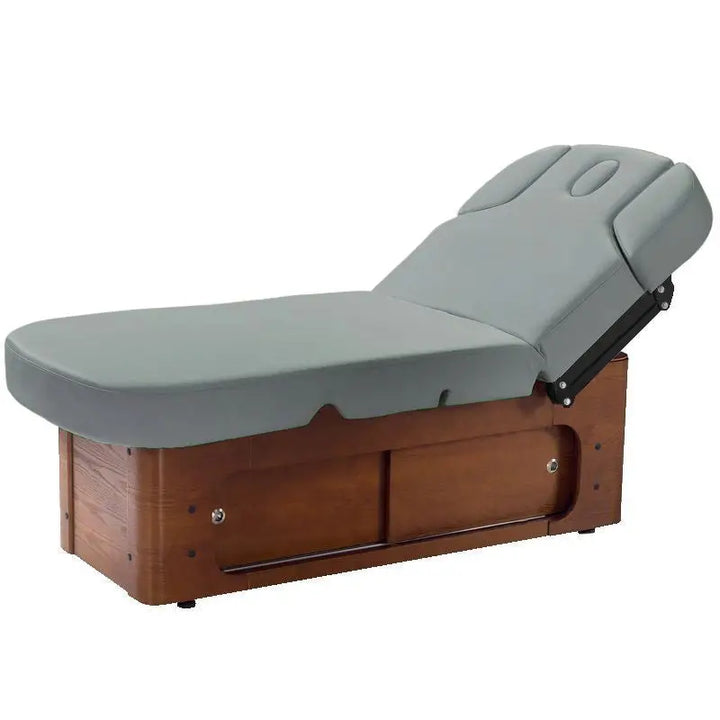 Verstellbare graue Massagebank mit Holzrahmen für Azzurro Spa-Kosmetikliege Wood 361A