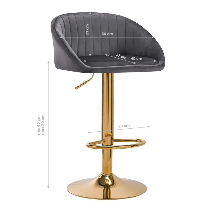 Barhocker QS-B16G Grau Samt - Barhocker