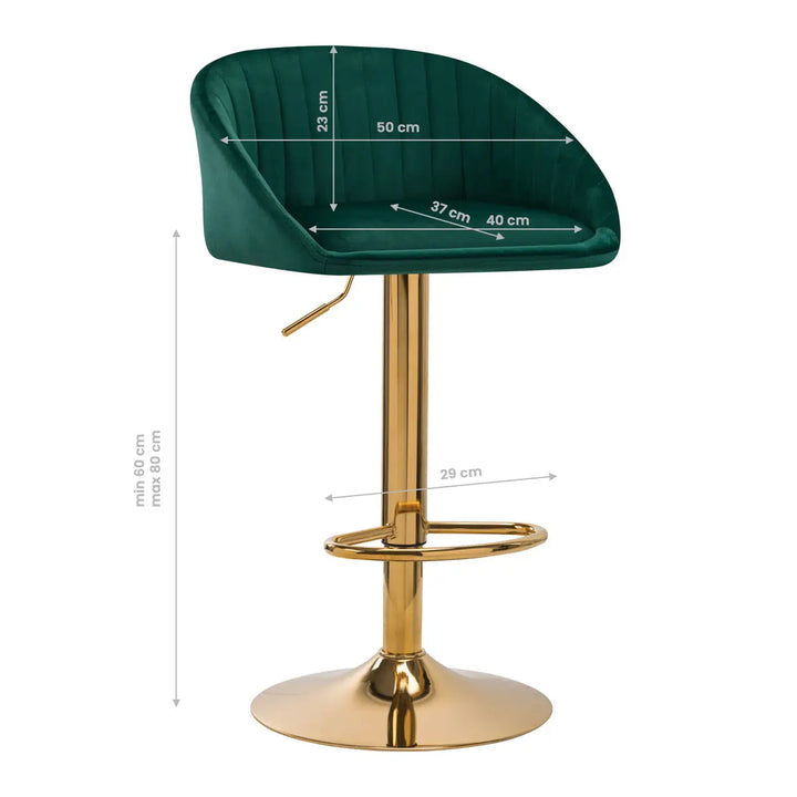 Barhocker QS-B16G Grün Samt - Barhocker