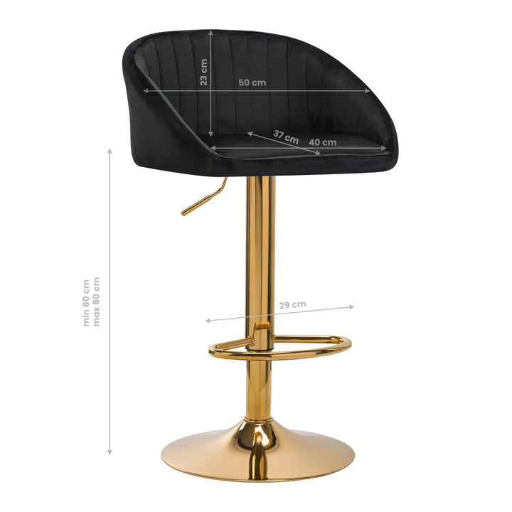 Barhocker QS-B16G Schwarz Samt - Barhocker