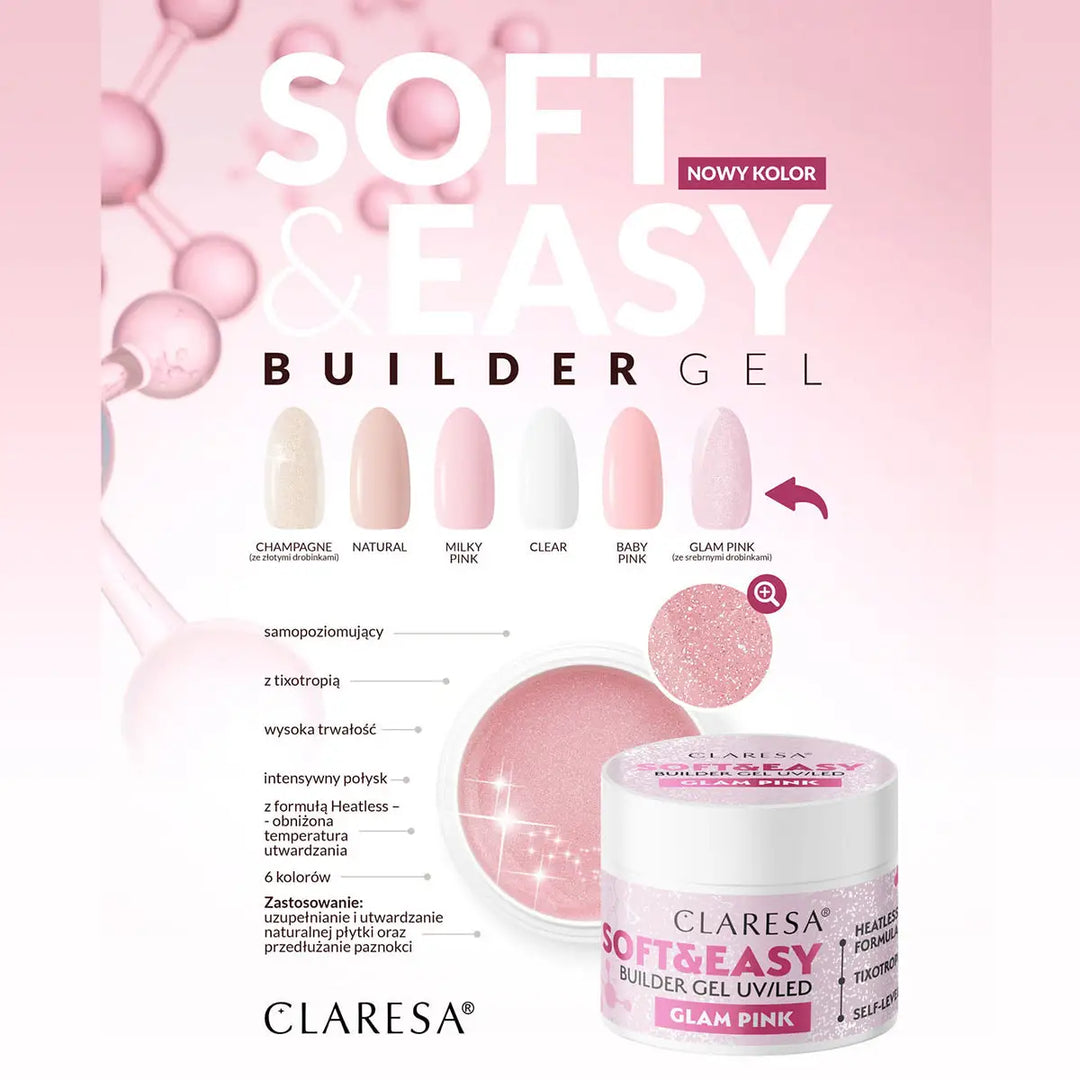 Claresa Aufbaugel Soft&Easy Glam Pink 12 g - Aufbaugel