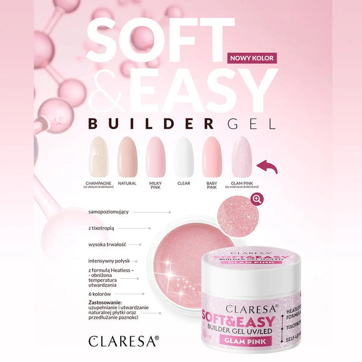 Claresa Aufbaugel Soft&Easy Glam pink 45 g - Aufbaugel