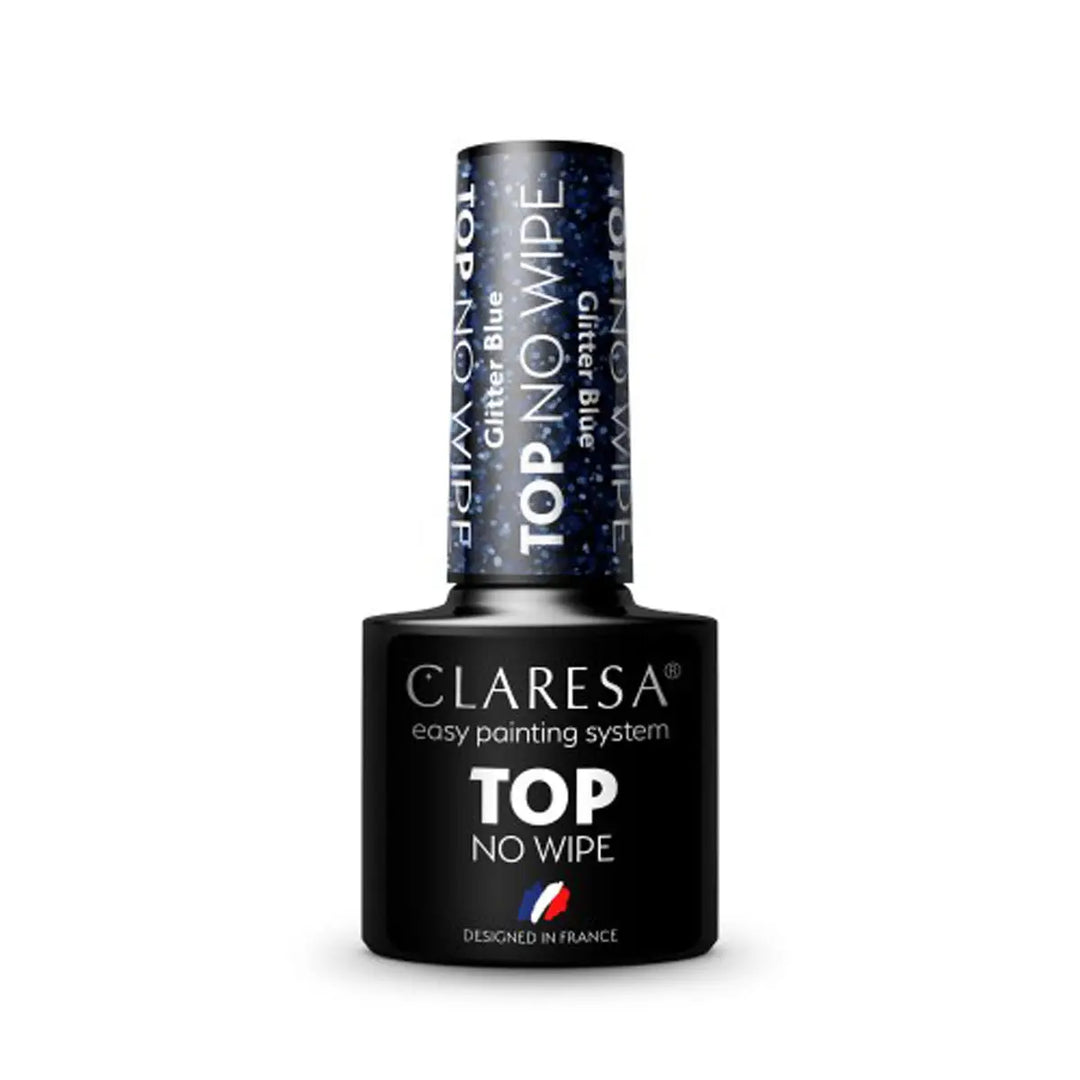 Claresa Top No Wipe Glitter Blau 5g - Nagellack