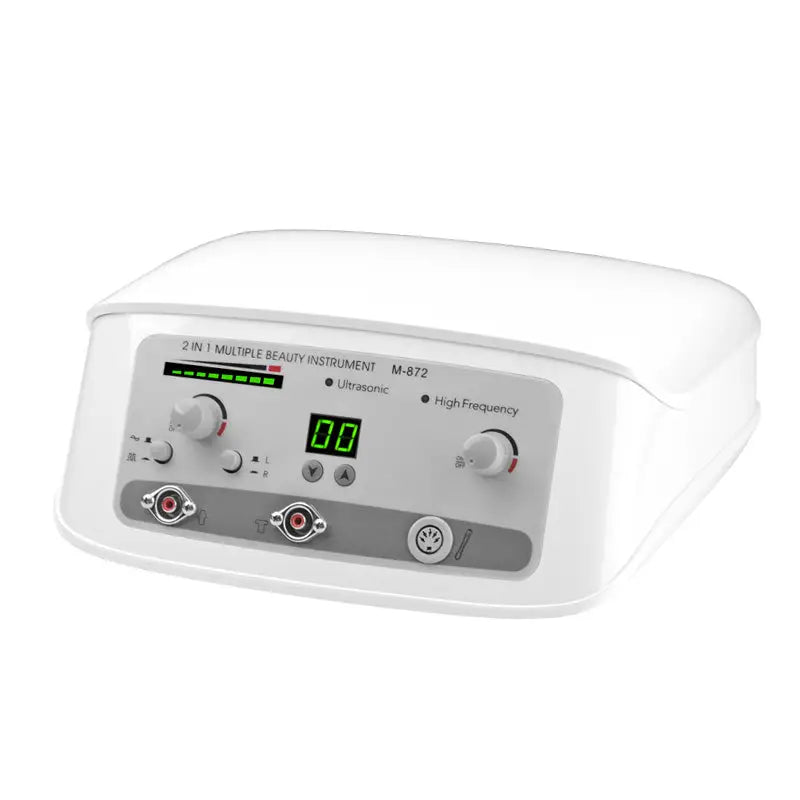 Weißes Beauty-Gerät mit Knöpfen und Digitalanzeige für Elegante 872 2in1 Darsonval Ultraschallgerät