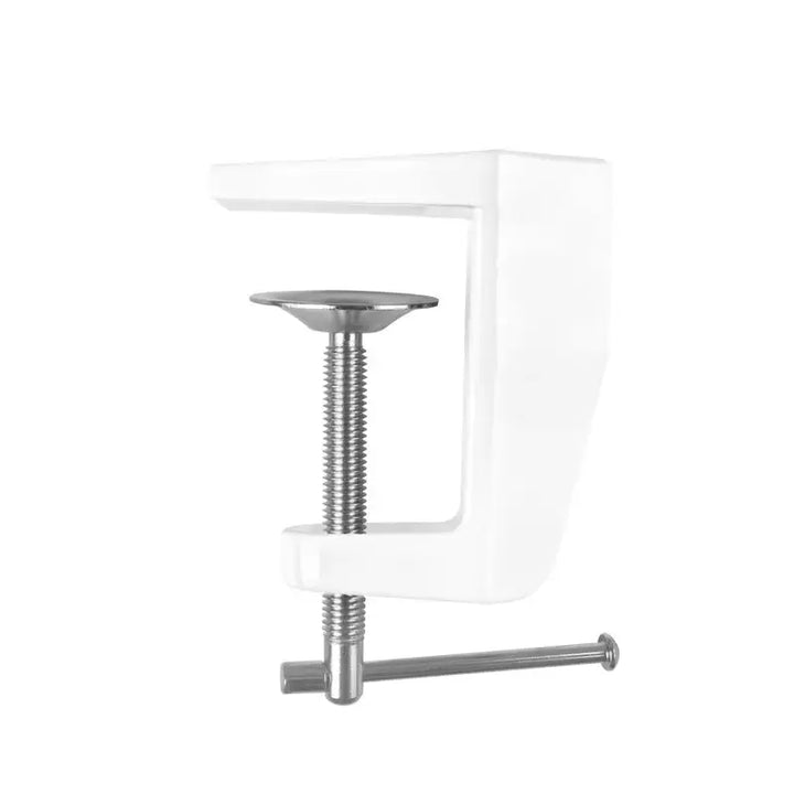Weiße und silberne C-Klemme für Elegante Lupenleuchte LED 801-s mit Schraubstock