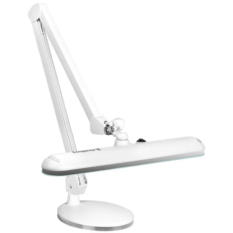 Weiße verstellbare Schreibtischlampe Elegante Lupenleuchte LED 801-s mit Untersatz