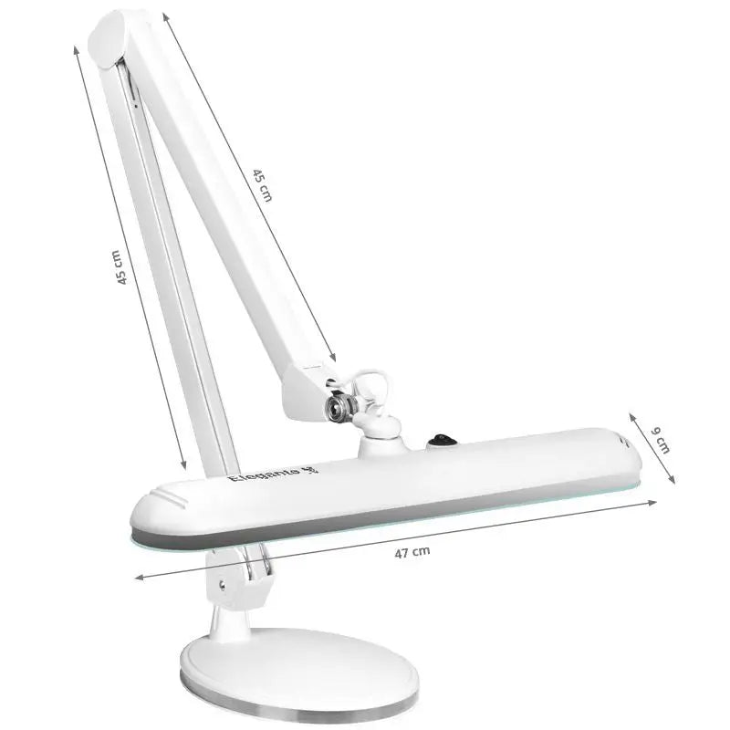 Weiße verstellbare Schreibtischlampe Elegante Lupenleuchte LED 801-s mit Untersatz