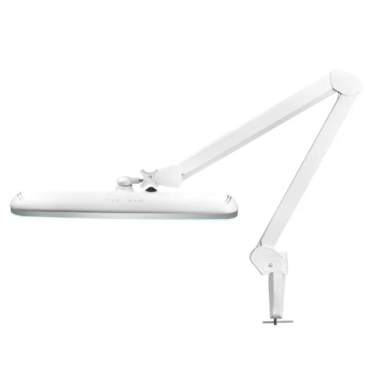 Weiße articulierte Schreibtischlampe Elegante Lupenleuchte LED 801-tl mit Schraubstock