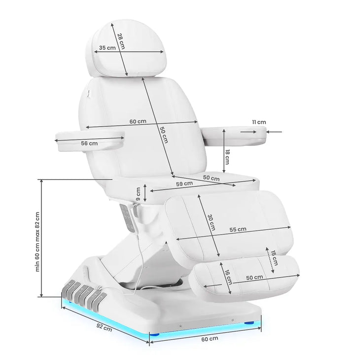 Elektrischer Kosmetiksessel SILLON Luxury 3 Motoren weiß Fußschalter