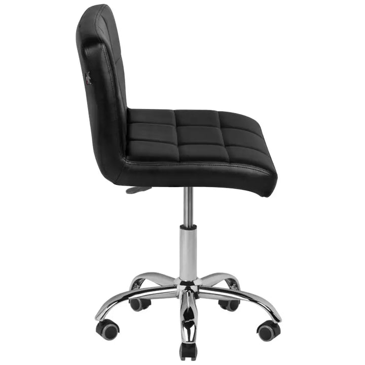 Schwarzer quiltierter Friseur- und Kosmetikhocker A-5299 für Büro und Salonbetrieb