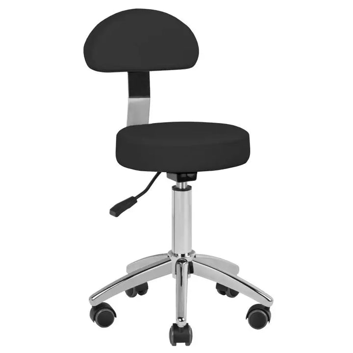 Schwarzer verstellbarer Friseur- und Kosmetikhocker mit Rückenlehne als Produkt AM-304