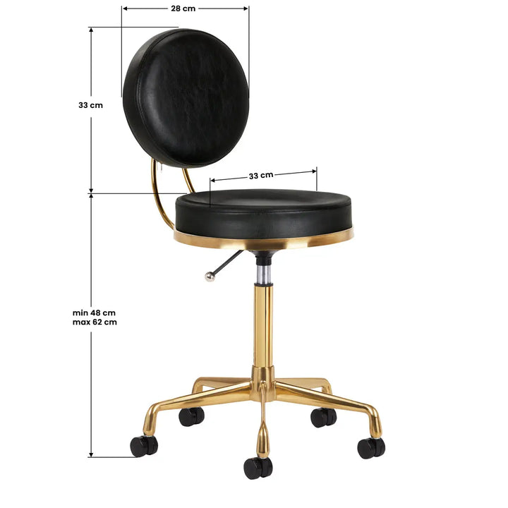 Friseur- und Kosmetikhocker H5 Gold Schwarz - Friseurhocker
