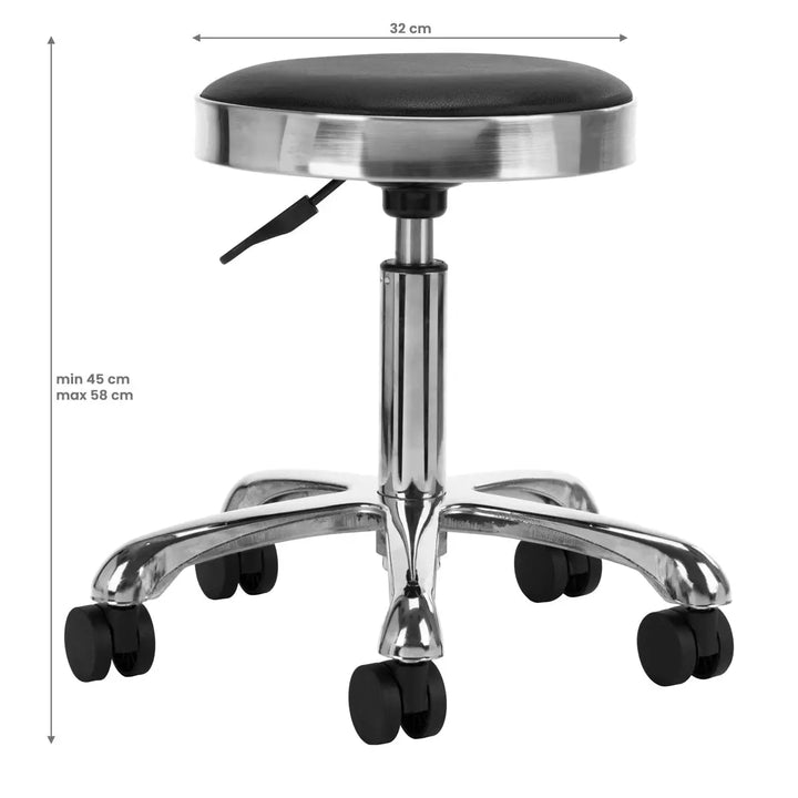 Friseur- und Kosmetikhocker M-1639 Silber Schwarz - Friseurhocker