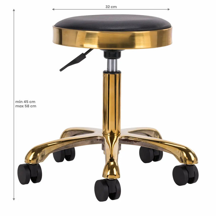 Friseur- und Kosmetikhocker M-1640 Gold Schwarz - Friseurhocker