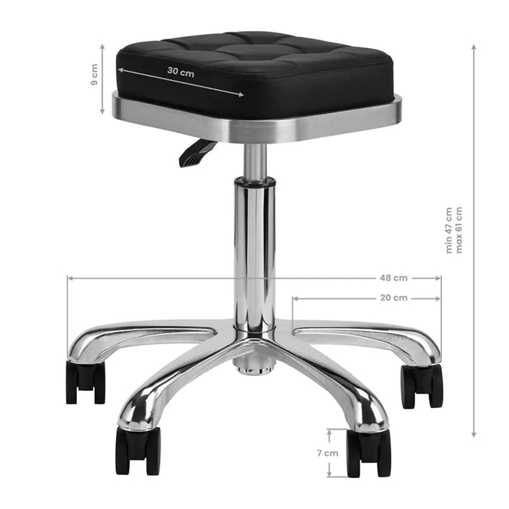 Friseur- und Kosmetikhocker M-1645 Silber Schwarz - Friseurhocker