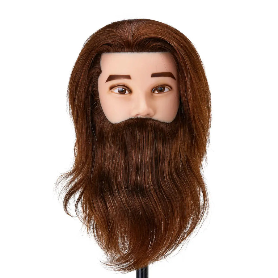 Friseurübungs- und Bartkopf von Gabbiano WZ4 mit Naturhaar Farbe 4# Länge 8’’ + 6’’