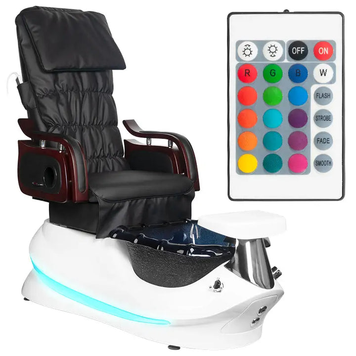 Schwarzer Leder Pediküre Stuhl mit Fernbedienung und Massagefunktion am Fusspflegestuhl SPA AS-261