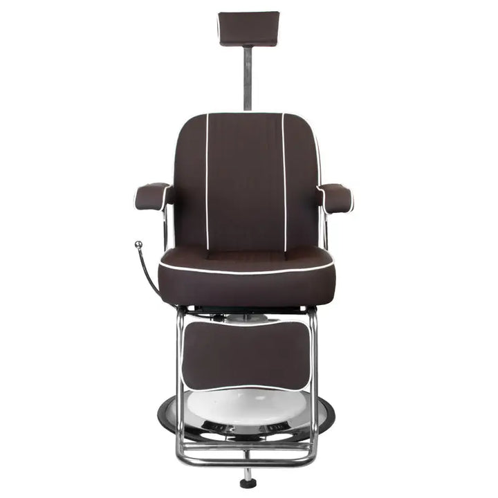 Brauner Barberstuhl mit weißen Zierleisten im Gabbiano Barberstuhl Amadeo Braun