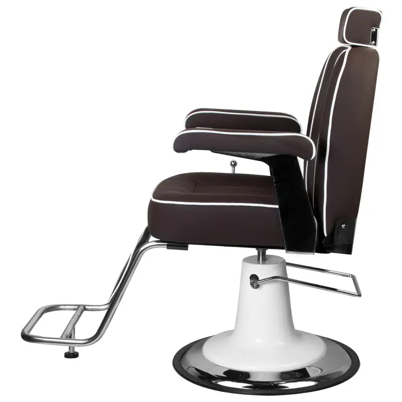 Brauner und weißer Barberstuhl Gabbiano Amadeo Braun für Herrenfriseurkunst