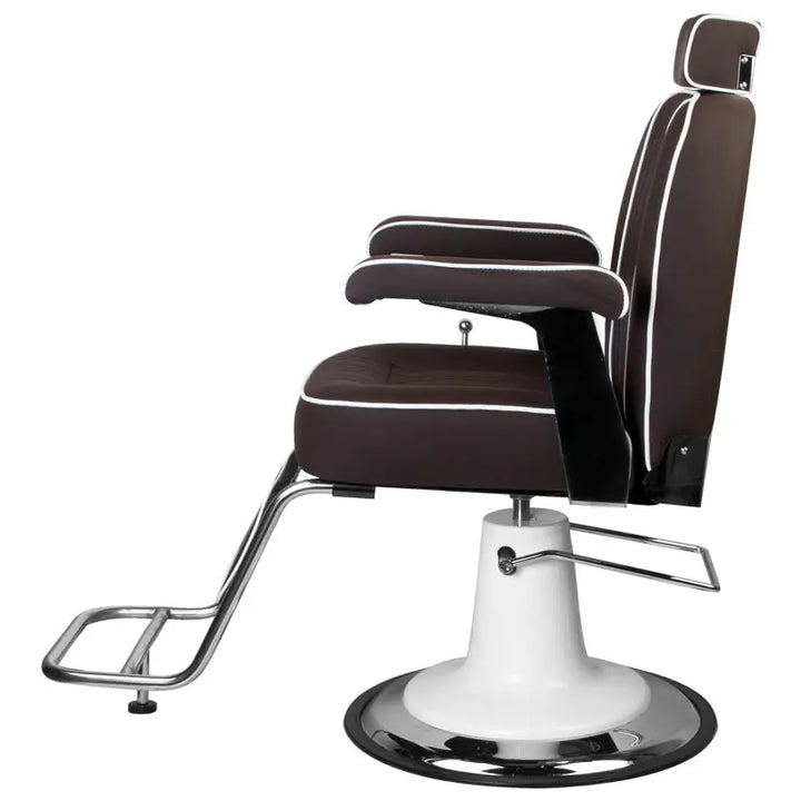 Brauner und weißer Barberstuhl Gabbiano Amadeo Braun für Herrenfriseurkunst
