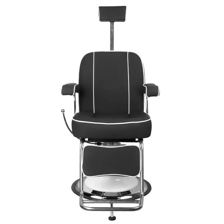 Schwarzer Barberstuhl mit weißen Zierleisten im Produkt Gabbiano Barberstuhl Amadeo Schwarz