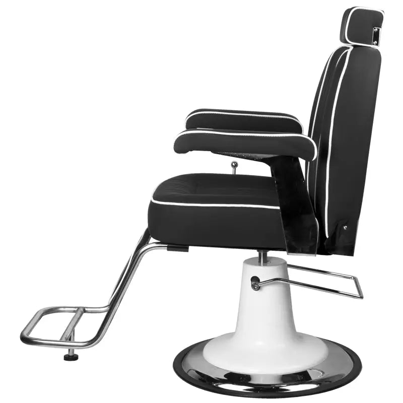 Schwarz-Weiß Friseurstuhl Gabbiano Barberstuhl Amadeo elegant und bequem