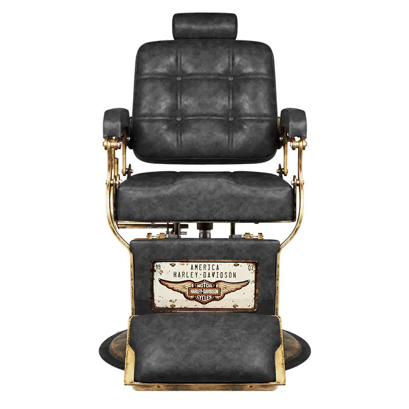 Gabbiano Barberstuhl Boss HD Old Leather Schwarz - Barberstuhl