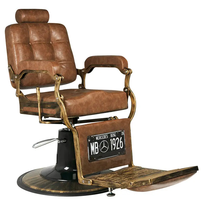 Brauner Ledersitz für Barberstuhl Gabbiano Boss Old Leather