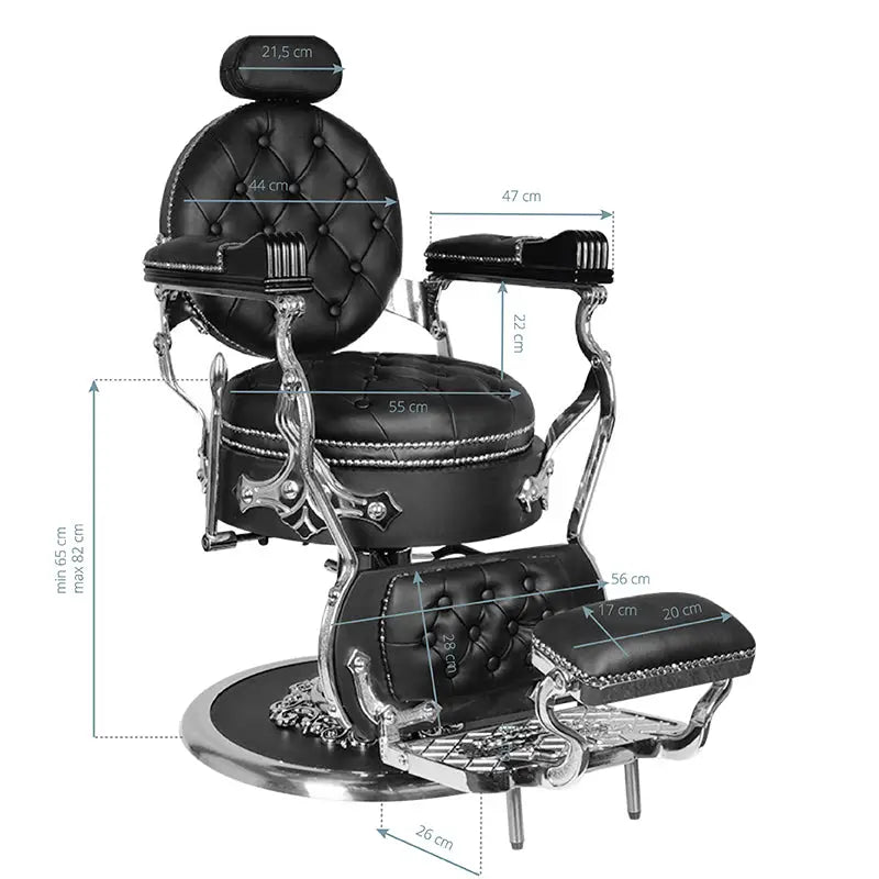 Gabbiano Barberstuhl Cesare Silver Schwarz - Barberstuhl