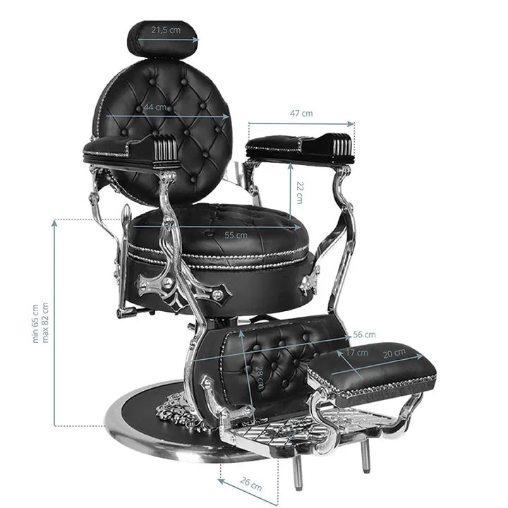 Gabbiano Barberstuhl Cesare Silver Schwarz - Barberstuhl