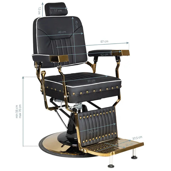 Gabbiano Barberstuhl Filippo Gold Schwarz - Barberstuhl